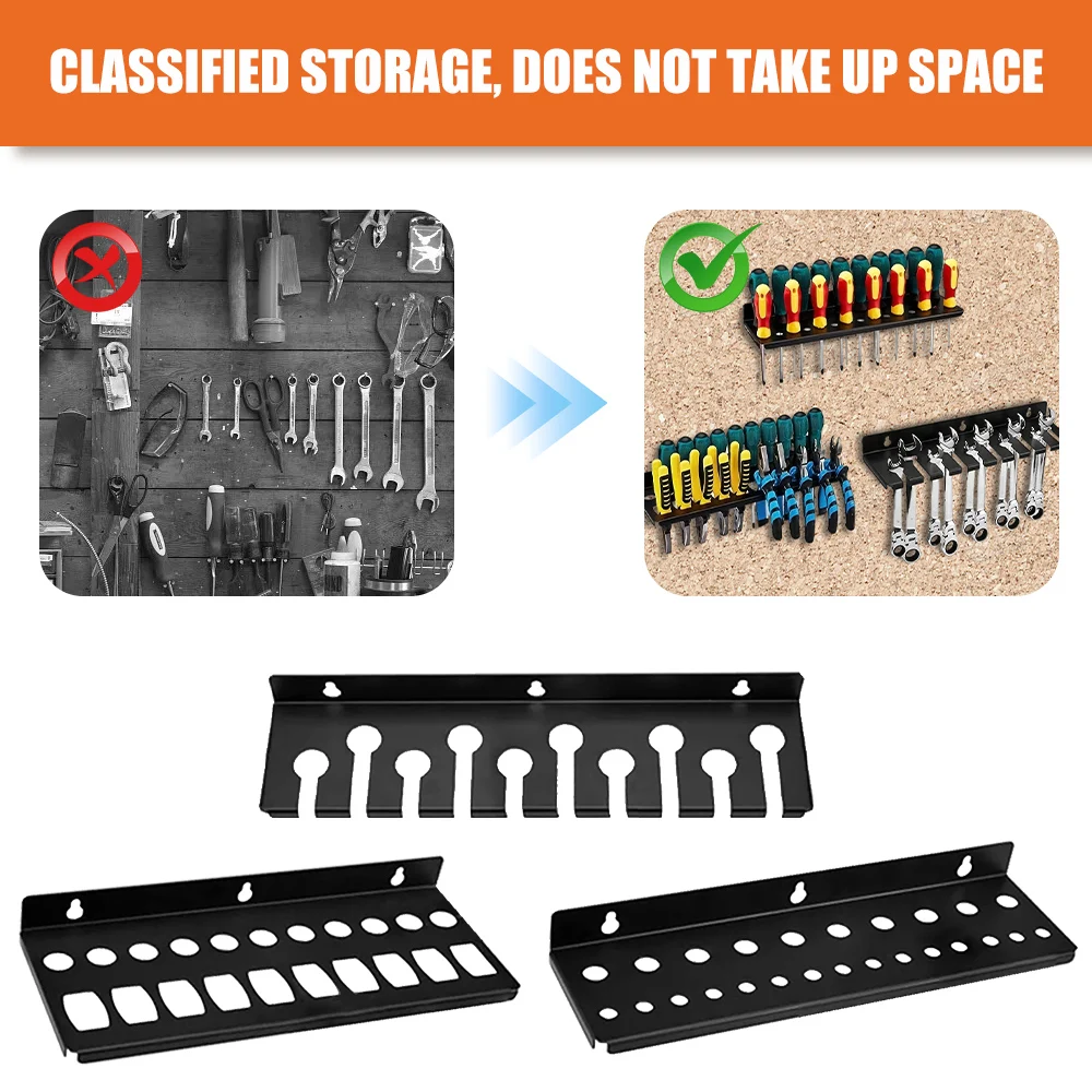 Screwdriver Organizer Tool Holder Pliers Holder,Hammer Rack,Wrench Organizer Wall Mount Display Rack Rail Hardware Tool Storage
