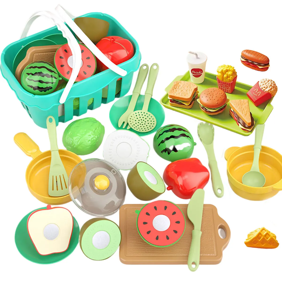 Juego de cortar comida de juguete para niños, cocina, accesorios de frutas y verduras, juguete educativo, Kit de comida para niños pequeños, regalo