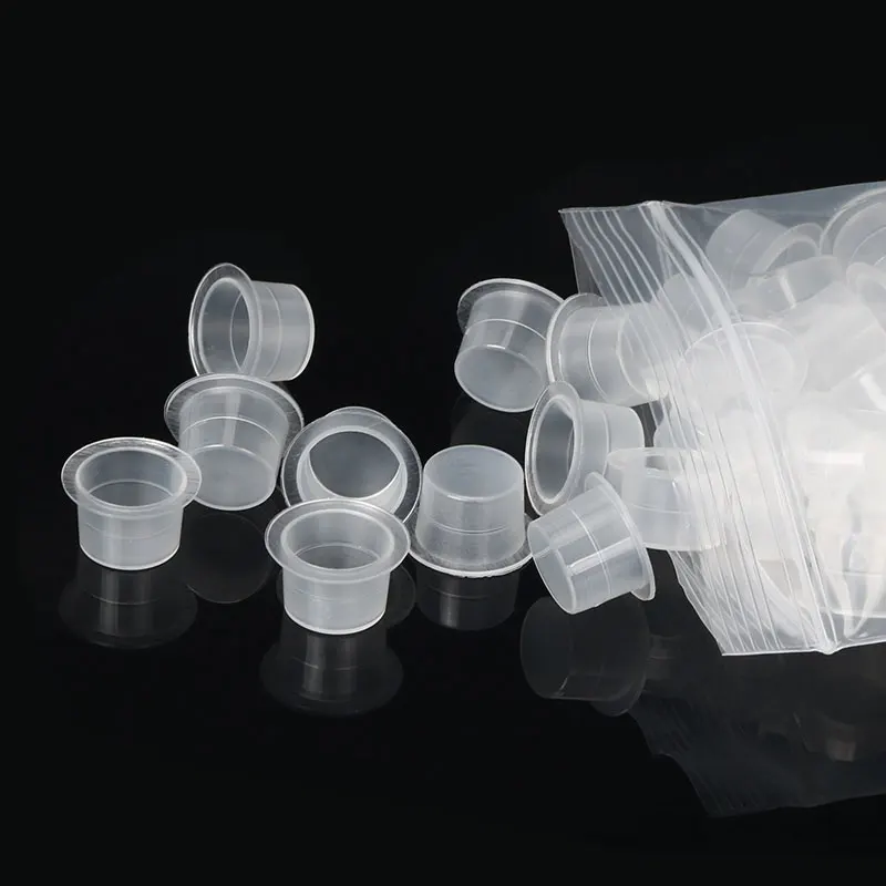 Clearance_100PCS Tattoo Inkt Cup Sml Wegwerp Microblading Steady Plastic Witte Permanente Make-Up Inkt Pigment Clear Houder Con