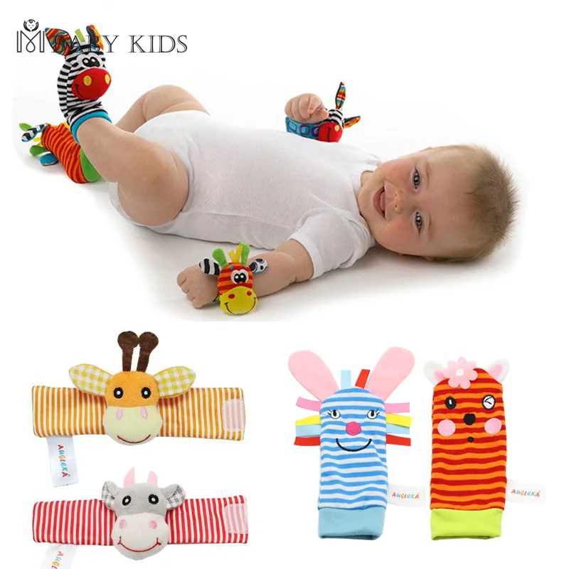 เกมเด็ก Plush Rattle ถุงเท้า Sensory ของเล่นสําหรับทารกทารกแรกเกิดอุปกรณ์เสริมตุ๊กตาสัตว์นาฬิกาข้อมือ Rattle ของเล่นเด็ก 0 3 6 12 เดือน