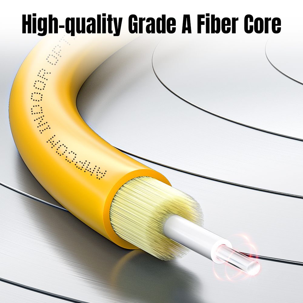 AMPCOM SC to SC UPC Fiber Optical Patch Cable Single Mode Simplex SMF 9/125μm OFNR LZSH Bend Insensitive Optical Fiber Jumper