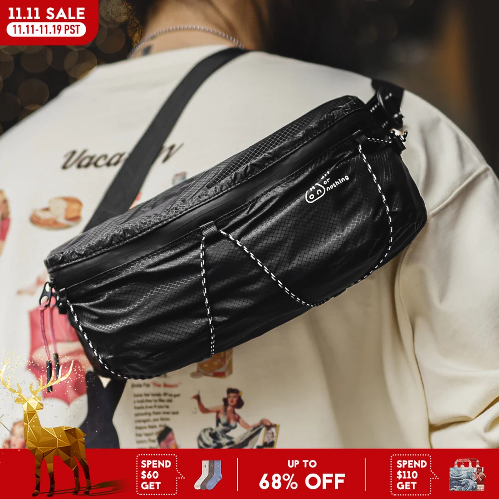 Maden Unisex-Stil, taktische verstellbare schwarze Umhängetasche, Outdoor-Hüfttasche, Motorrad-Brusttasche für Radfahren, Reisen, Münzgeldbörse