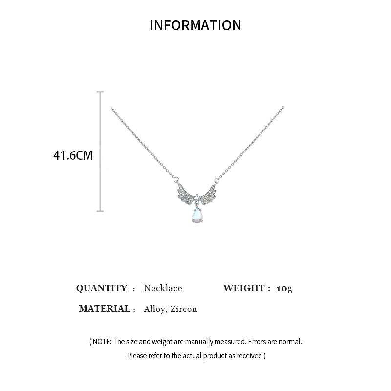 Lichte luxe engelenvleugels hanger ketting damesmode prachtige maansteen sleutelbeen ketting delicate bruiloft sieraden