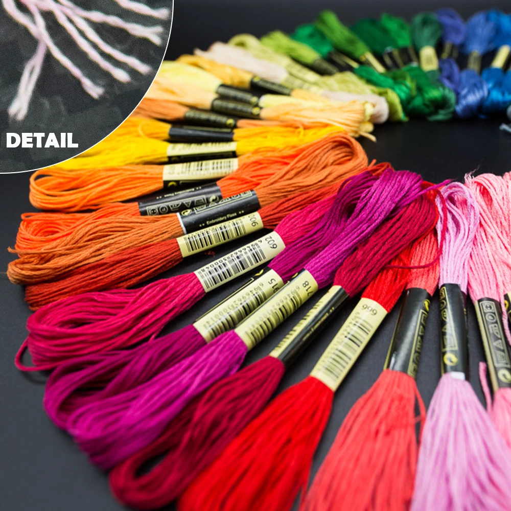 100/200/447pcs สีผสมเย็บปักถักร้อยผ้าฝ้ายเย็บ Skeins CRAFT CROSS Stitch Floss ชุดสาย DIY เครื่องมือทําสร้อยข้อมือ