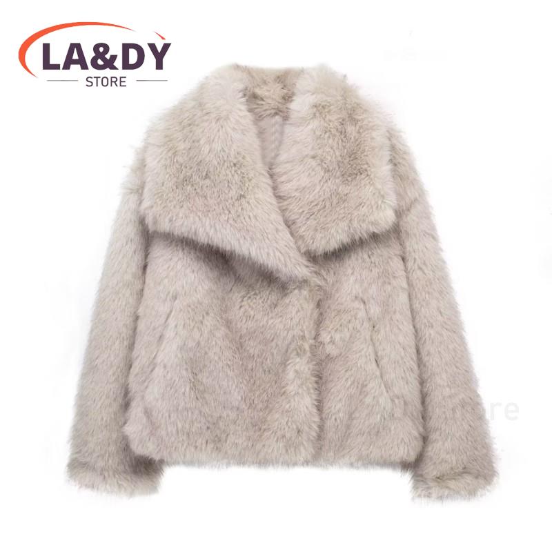 女性用の短い合成毛皮のジャケット,女性用の暖かい服,単色,カジュアル,長袖,アウターウェア,冬のファッション,2024