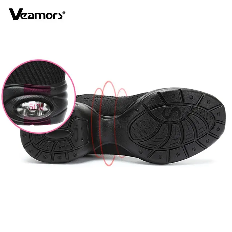 Zapatillas de deporte con suela de PU blanda para mujer, zapatos de baile cómodos, de malla tejida transpirable, deportivas modernas de Jazz, novedad