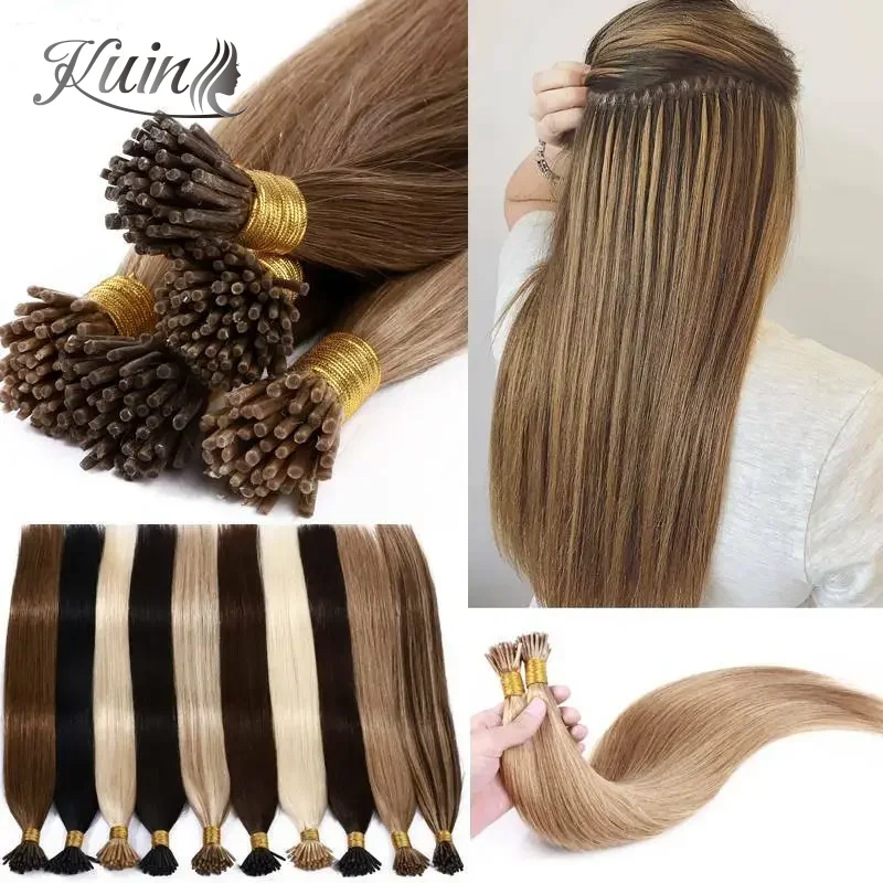 Extensão de cabelo humano com ponta i, extensão de cabelo natural real, cor loira ombre 40g/50g, ponta fushion, cápsula de queratina