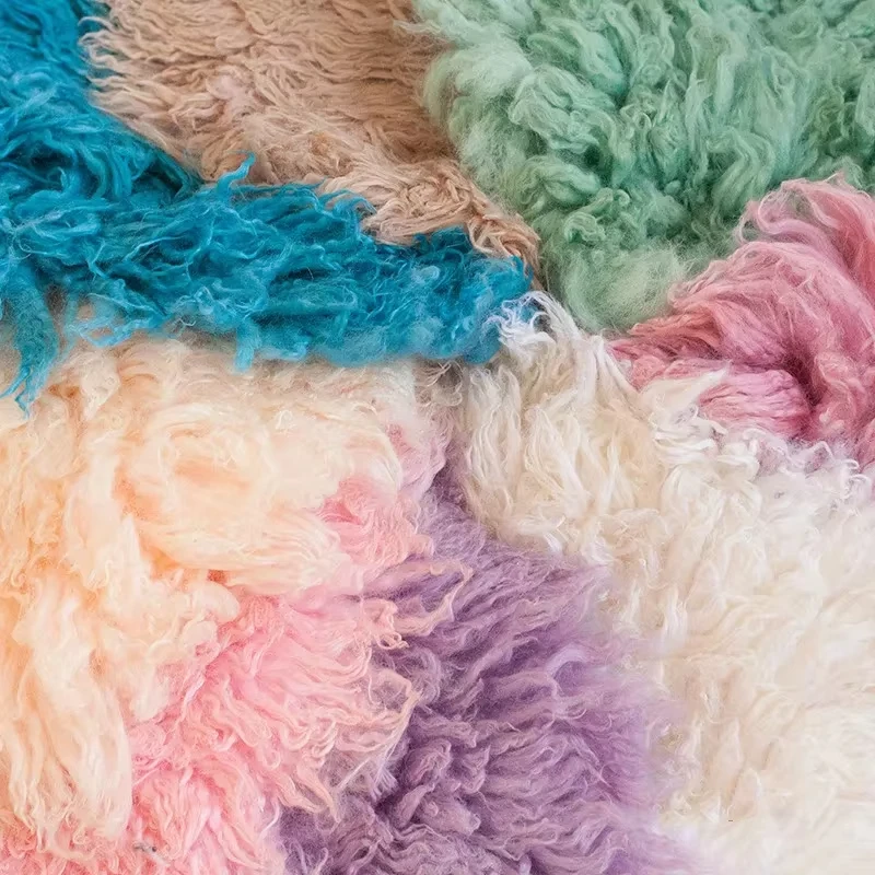 Newborn Photography Accessories Soft Fluffy Wool Background Blanket Shooting Posing Rattan Basket Studio Baby Photography Props
