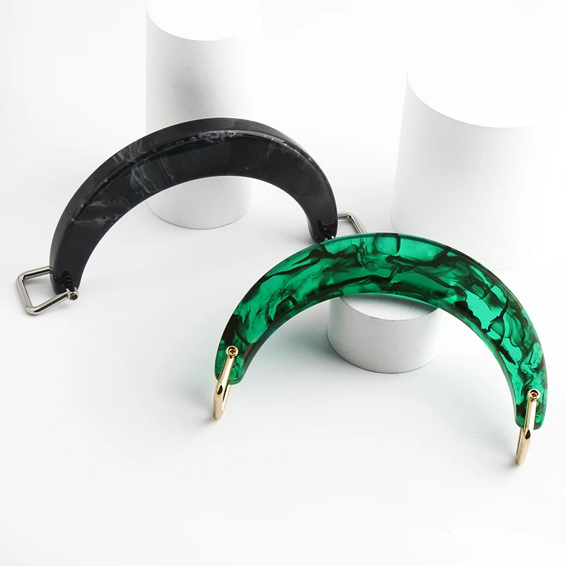 Semi-circular acrylic handle with square buckle Women's bag handle woven bag handle DIY handmade bag accessories green handle