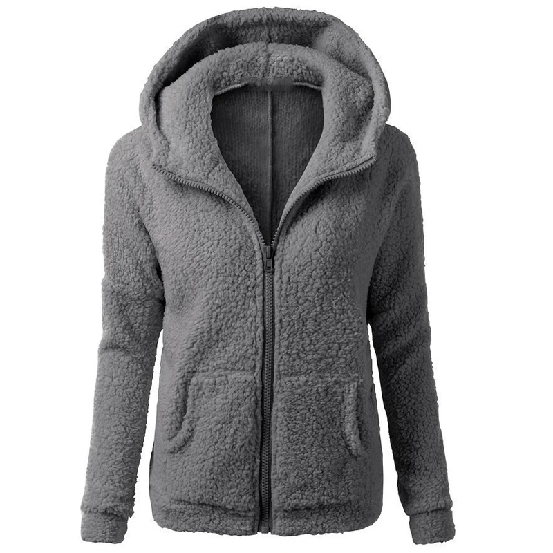Chaqueta cálida de otoño e invierno para mujer, Sudadera con capucha informal para mujer, sudaderas con capucha, sudadera, abrigo con cremallera, abrigo liso de lana suave para mujer 2024