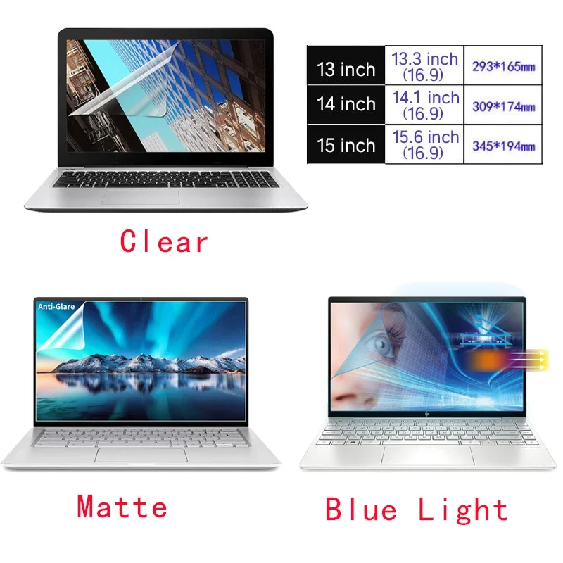 15.6 นิ้วอัตราส่วนการแสดงผล 16:9 หน้าจอโน้ตบุ๊คป้องกันฟิล์มนุ่มสําหรับ DELL/ASUS/Samsung/Lenovo/Toshiba แล็ปท็อปแท็บเล็ต