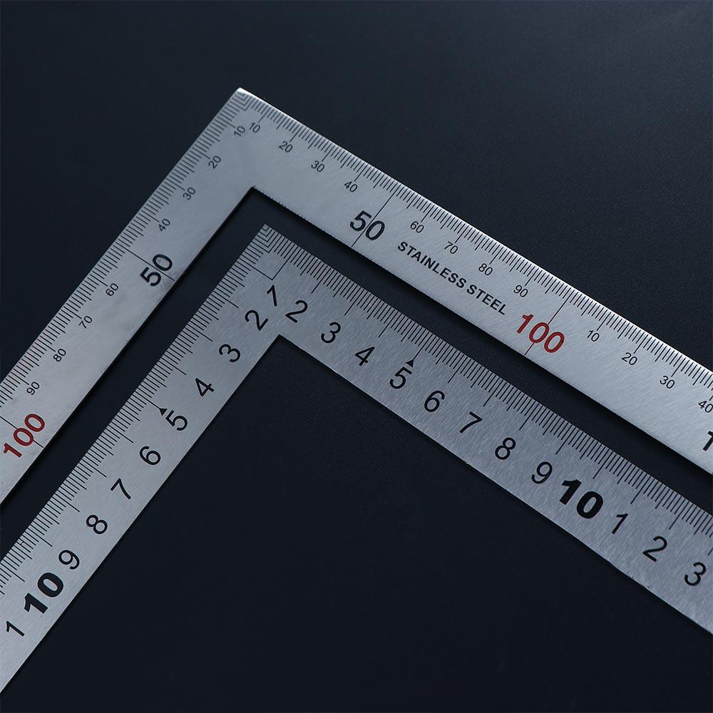 Materiale scolastico per ufficio a doppia faccia Righello angolare in metallo in acciaio inossidabile Righello dritto Righello da 90 gradi Righello a forma di L