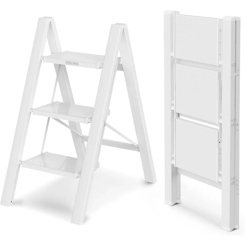 Step Ladder, Widen Pedals Folding Step Stool with Anti-Slip Foot, Portable Lightweight Aluminum Ladder, Household Stepla