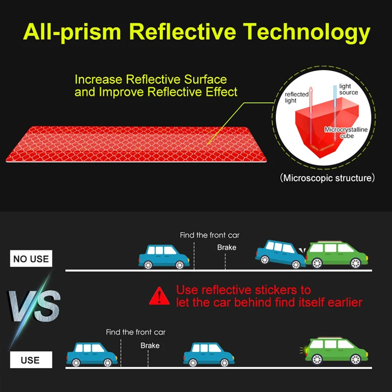 90 ซม.รถสะท้อนแสง Decal คําเตือนความปลอดภัยเทปสะท้อนแสงสติ๊กเกอร์รถ Anti Collision Warning Reflector สติกเกอร์อุปกรณ์เสริมอัตโนมัติ