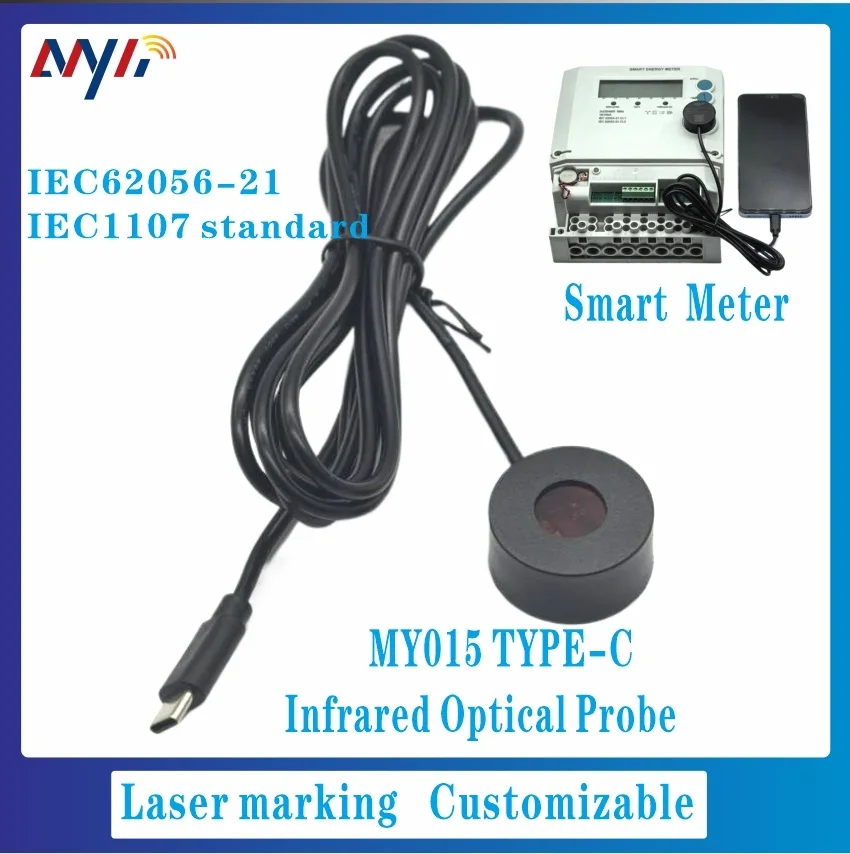 Android TYPE C FT232 USB-оптический датчик ИК-датчика IEC1107 IEC62056-21 DLMS для счетчика kWh, расходомера газа, счетчика воды, считывание