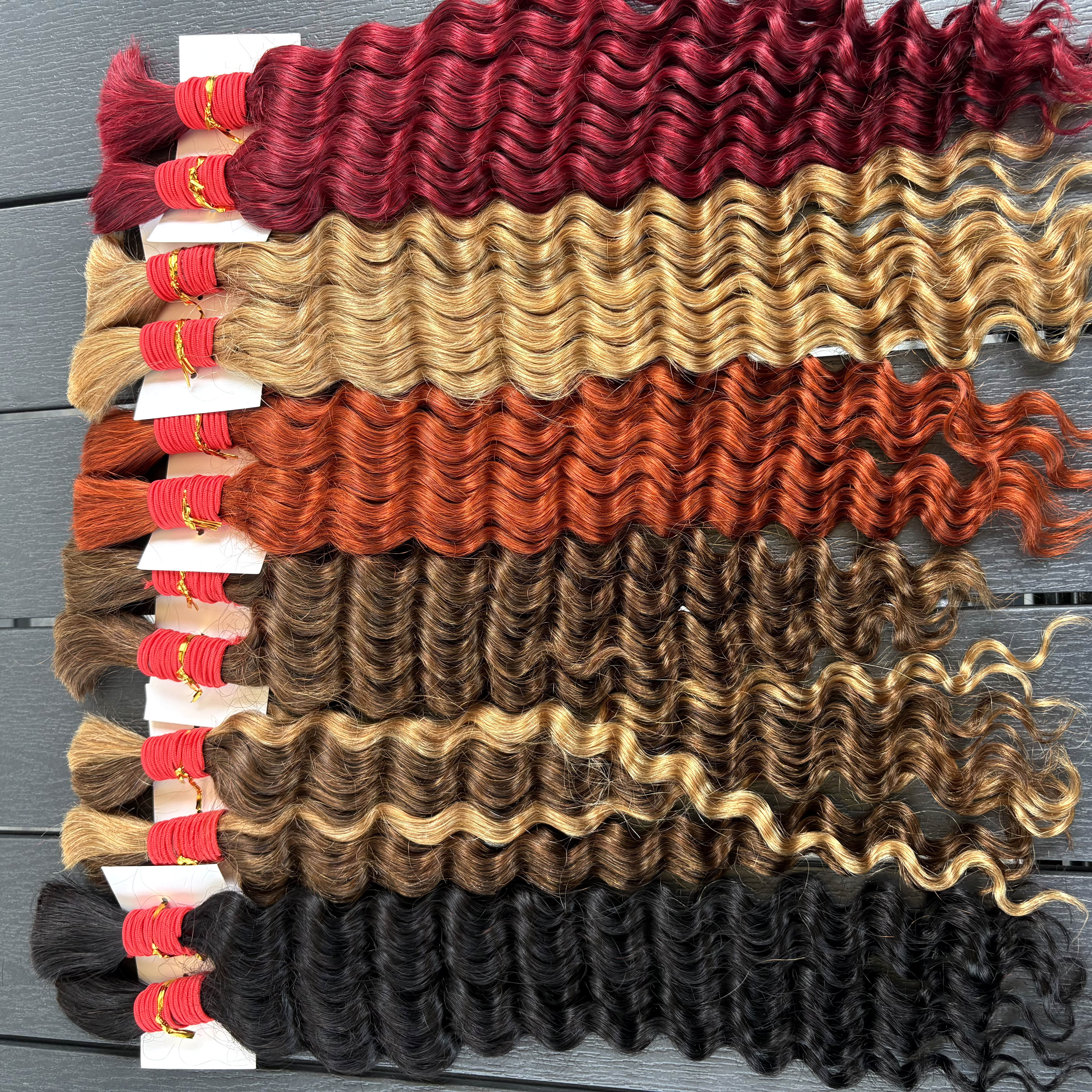 22 24 Zoll tief gewelltes Echthaar für Boho-Zöpfe, kein Schuss, gefärbt, 100 % 12A Echthaar, lockige Bulk-Extensions zum Flechten