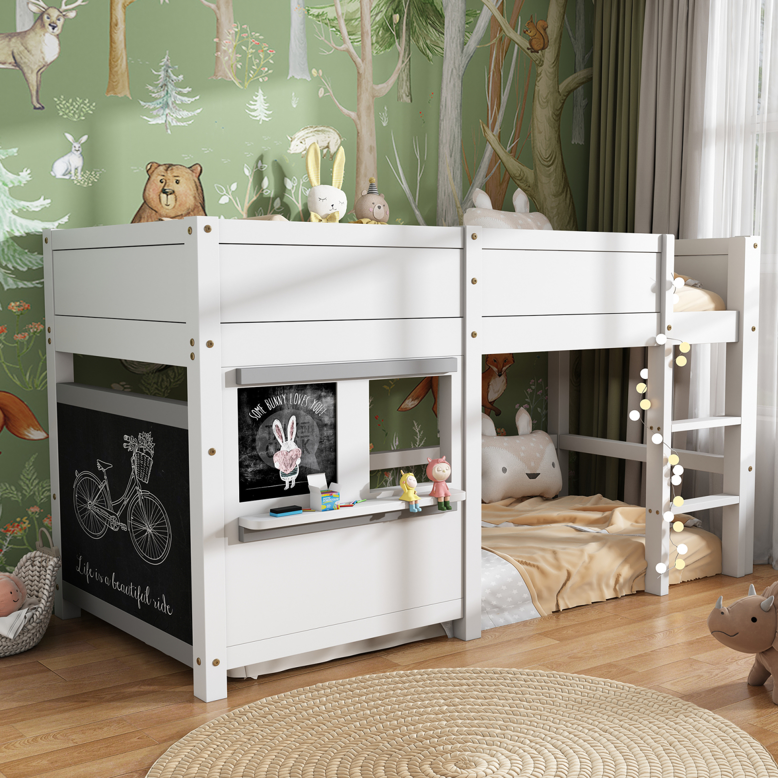 Letto per bambini letto per bambini letto a castello con due tavole alto con ripiano piccolo 90x200 cm