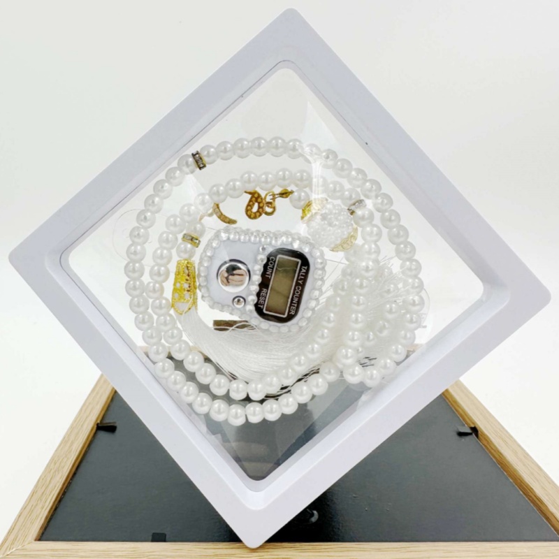 Pulseira de contas de oração muçulmana e conjunto de contador de dedo cor 99 pulseiras de imitação de pérola anel de contador de dedo reajustável