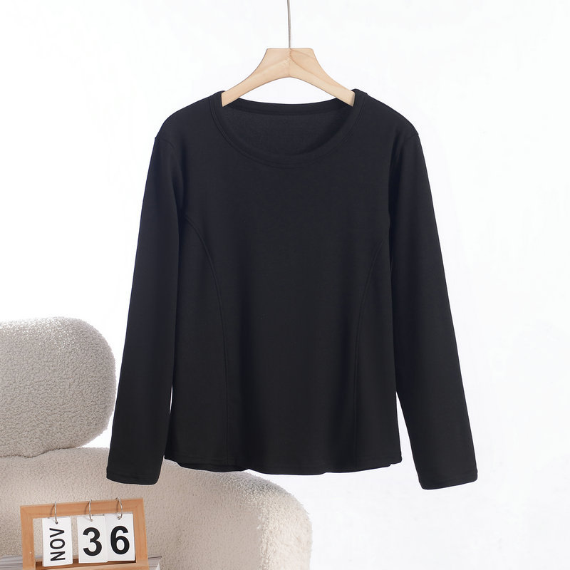 XL bis 8XL Plus Size Fleece O-Ausschnitt Bottoming T-Shirts Lange Ärmel einfarbig Herbst Winter Dicke warme T-Shirt-Basis T-Shirts