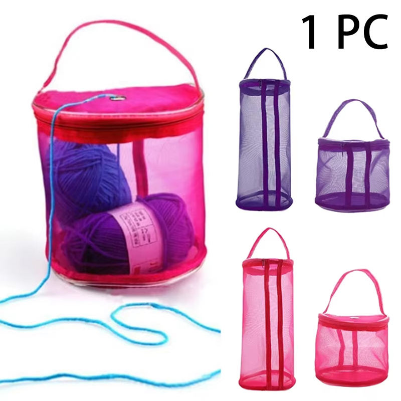 1PC, tragbare Garn Lagerung Tasche Hohl Mesh Stricken Wolle Garn Taschen Häkeln Garn Handtasche Organizer Weben Werkzeuge Nähen Zubehör