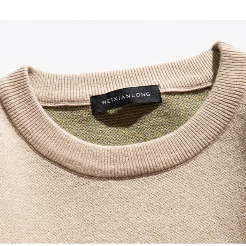 Jersey con cuello redondo para hombre, camisa informal estampada, elegante, de punto, estilo Retro, a la moda, para otoño e invierno, 2024