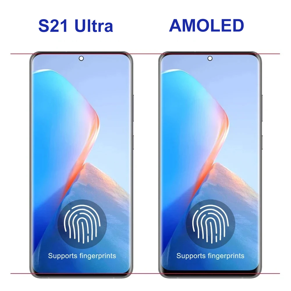 AMOLED S21 Ultra Bildschirmbaugruppe für Samsung Galaxy S21 Ultra 5G G998B G998B/DS LCD-Display Touchscreen mit Fingerabdrücken