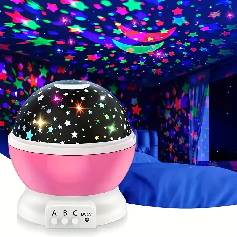 USB powered starry night light projector with moon and stars -360 ° rotatable, 9 color modes