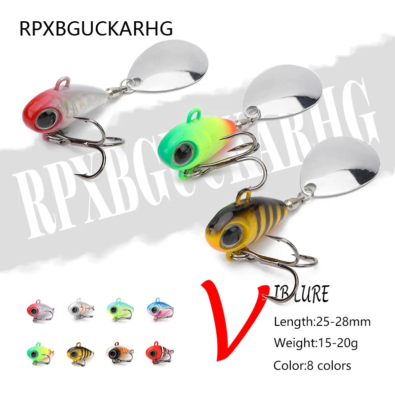 Wobble giratorio Metal VIB vibración cebo Spinner cuchara Jig Señuelos de Pesca 15g 20g cebos duros artificiales lentejuelas señuelo de Pesca