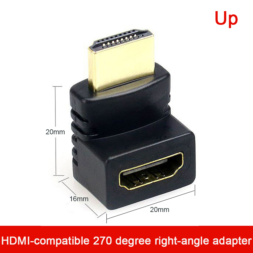 Adapter zgodny z HDMI 90 270 stopni kąt prosty konwerter męski na żeński złącze 4K HD Mini / Micro HDMI-kompatybilny przedłużacz