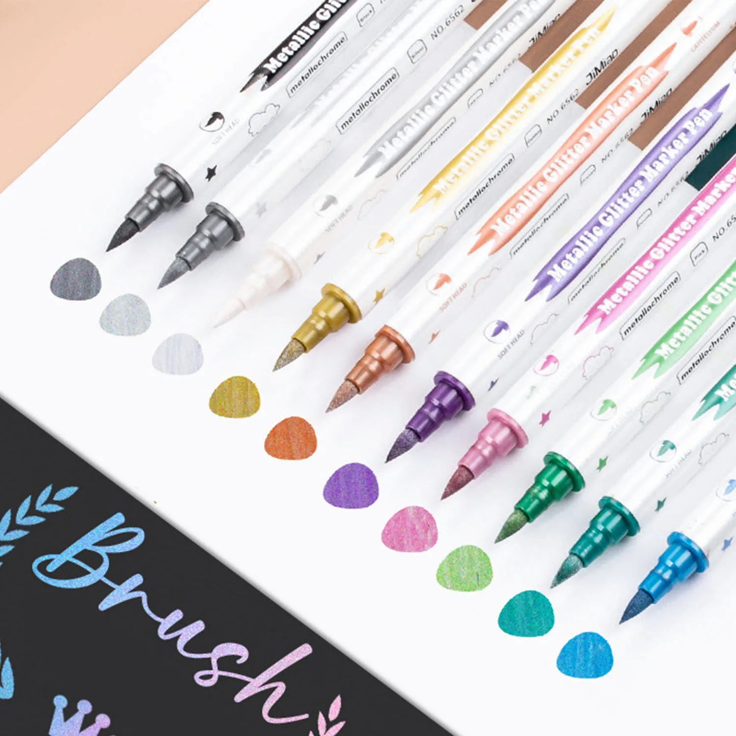 Canetas marcadoras metálicas de ponta dupla, pincel e pontas finas, marcadores de tinta para cartões diy, scrapbooking, materiais de arte, de volta às aulas com 10 peças