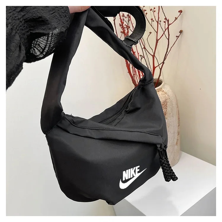 Nike Tech Hip Pack Series ความจุขนาดใหญ่ไนลอนซิปปิดกีฬาไหล่กระเป๋าสะพายข้างเข็มขัดคาดหน้าอก