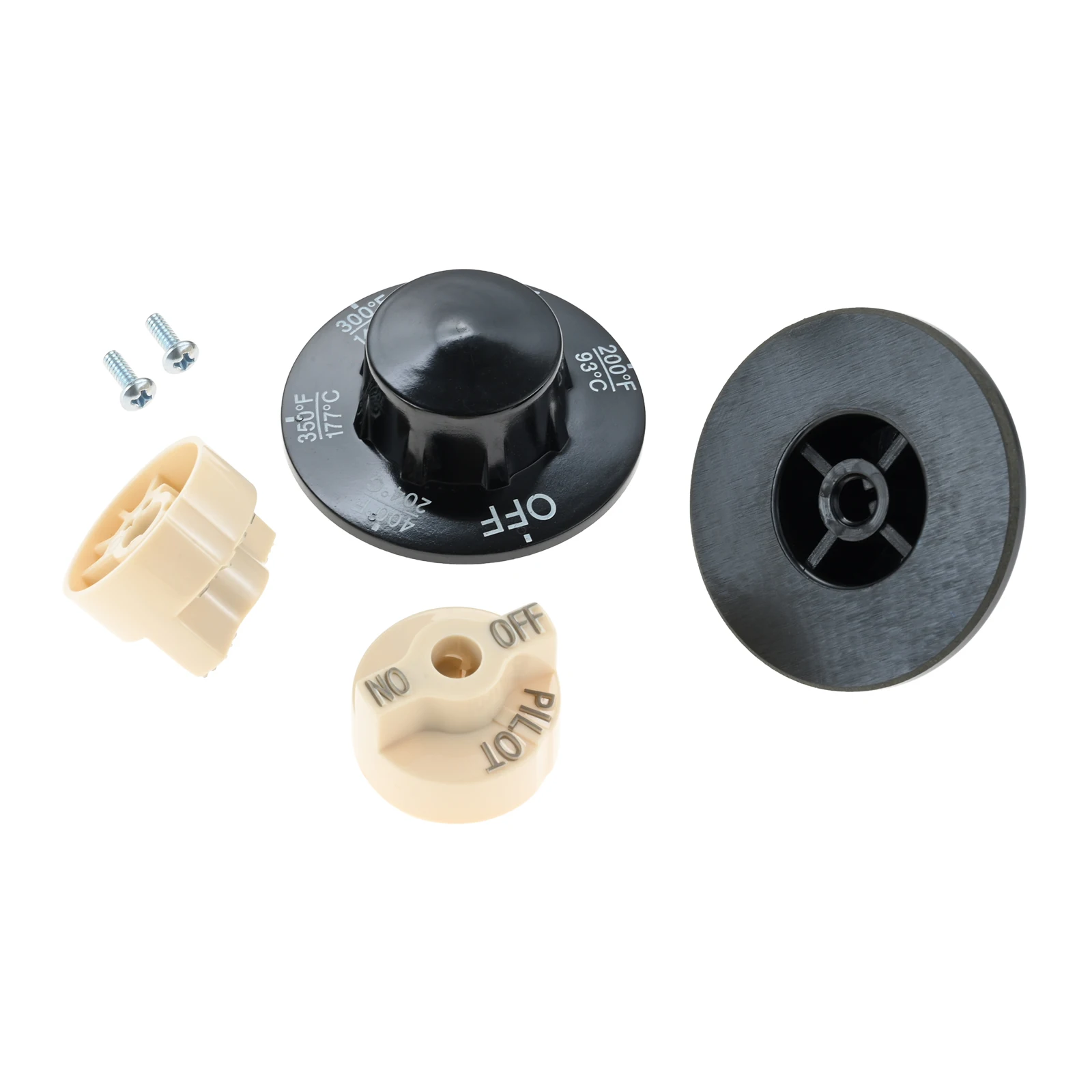 4 ชิ้น/เซ็ตควบคุมวาล์ว Beige Pilot Dial Knob 200-400 ° F ชุดลูกบิดเทอร์โมสตัทสําหรับหม้อทอด, Range, Braising