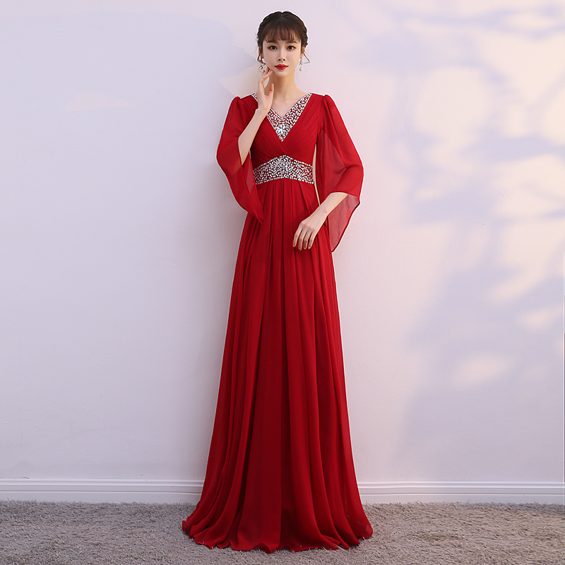 Saia Longa E para Performance Fena, Novo Estilo, Vestido Vermelho para Cetição de Recitação de Música, Traje de...