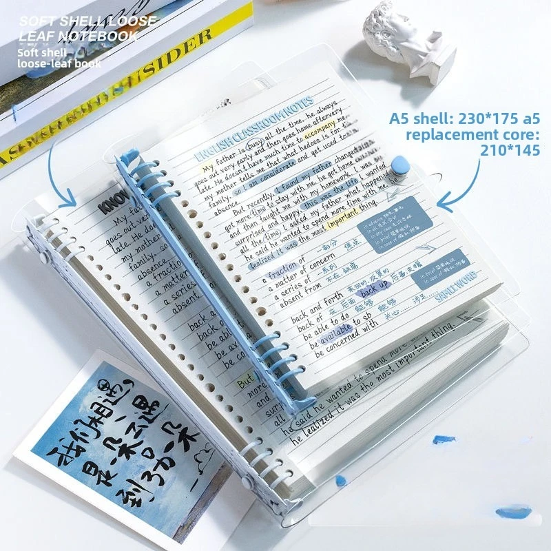 120Pages A5 Loose Spiral Notebook Detachable Coil Notebook PVC Waterproof Cover Simple Student Notepad School Supplies