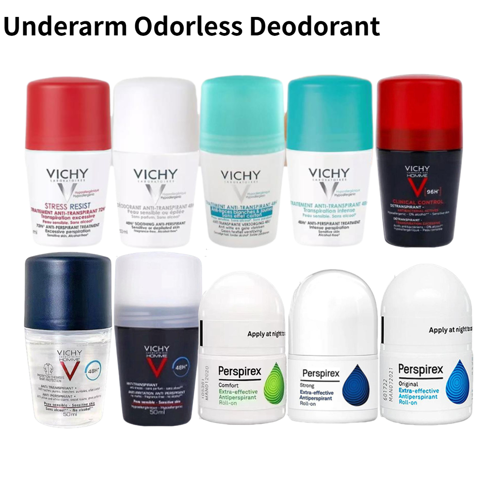 Weizi VICHY Desodorante antitransprante refrescante, bola nas axilas, rolo em bastão, natural, à prova de suor, confortável, inodoro para mulheres e homens