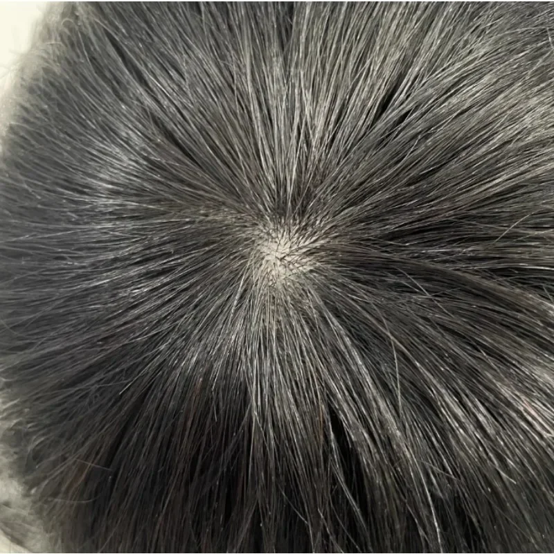 6 インチ 100% 人毛 16 × 18 センチメートル男性かつらクリップヘアエクステンショントッパー交換システム毛細血管プロテーゼ男性の髪かつら