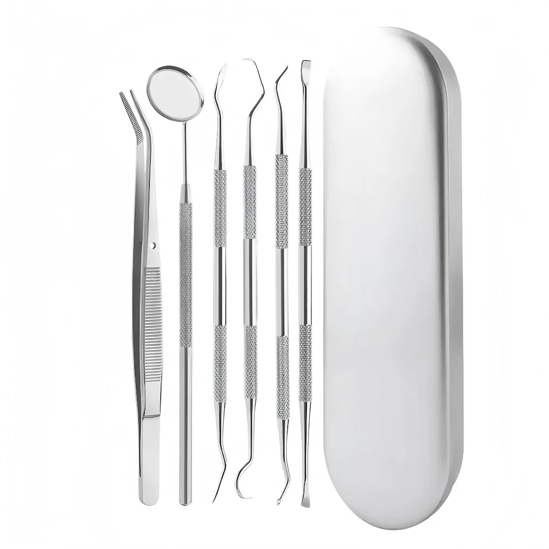 Kit d'outils de nettoyage dentaire en acier inoxydable, miroir, Double sonde, houe faucille, soins professionnels pour dentiste, Instruments de nettoyage des dents