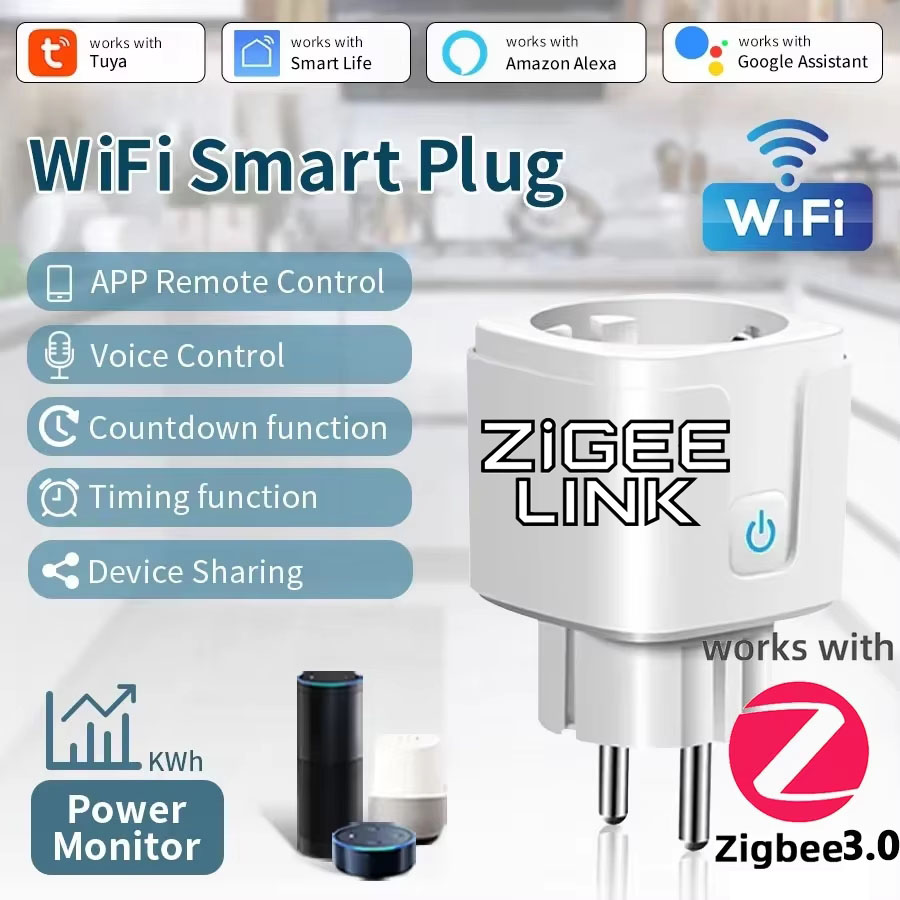 Tuya 16/20A enchufe inteligente WiFi ZigBee 3,0 enchufe Monitor de potencia de la UE función de sincronización BT enchufe inteligente para Alexa Google Home Smart Life
