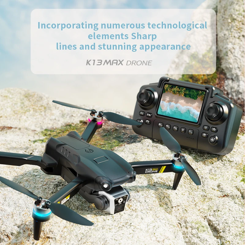 Novo drone k13 max com câmera 8k, 5g, wi-fi, fpv, motor sem escova, câmera dupla hd, evita obstáculos, quadricóptero para fotografia aérea, presente
