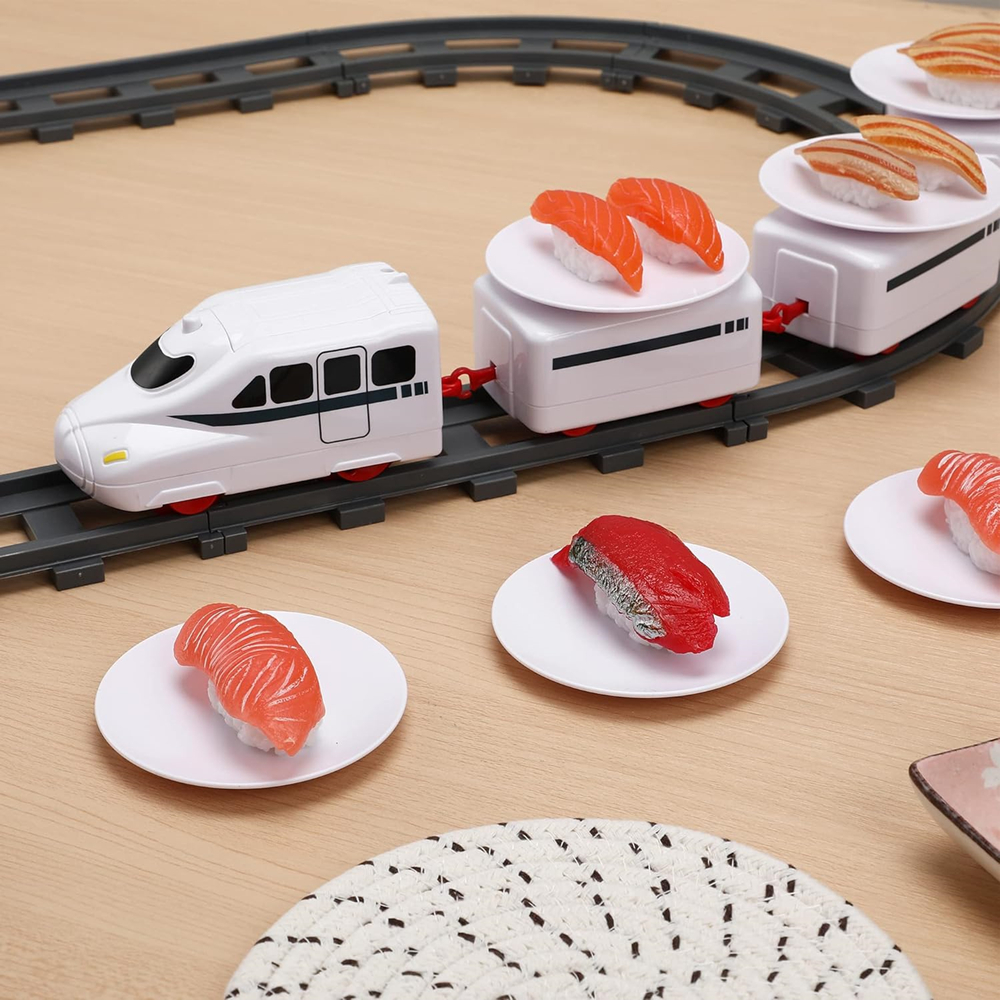 Ensemble de train de sushi électrique à table rotative pour enfants, chargement USB, jouet sous l'arbre de Noël, piste de train pour garçons et filles
