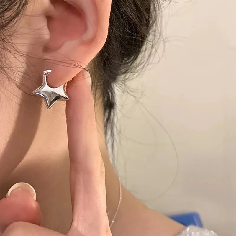 925 เงินสเตอร์ลิง Vintage Simple Star ต่างหูผู้หญิงอินเทรนด์ต่างหูเครื่องประดับป้องกันโรคภูมิแพ้ Party อุปกรณ์เสริมของขวัญ