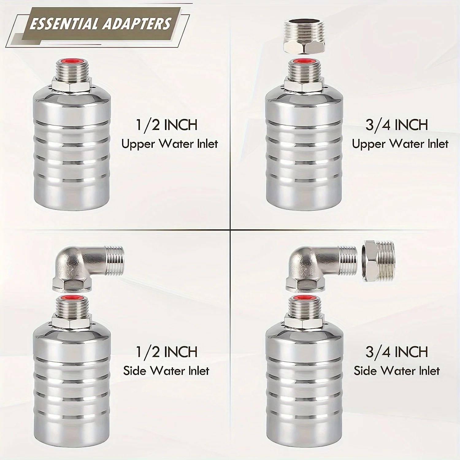 Válvula flutuante de controle de nível de água totalmente automática de aço inoxidável 304, mini válvula flutuante de fechamento automático de 1/2 “3/4” sem energia, tanque de água, torre de água, controlador automático de nível de água
