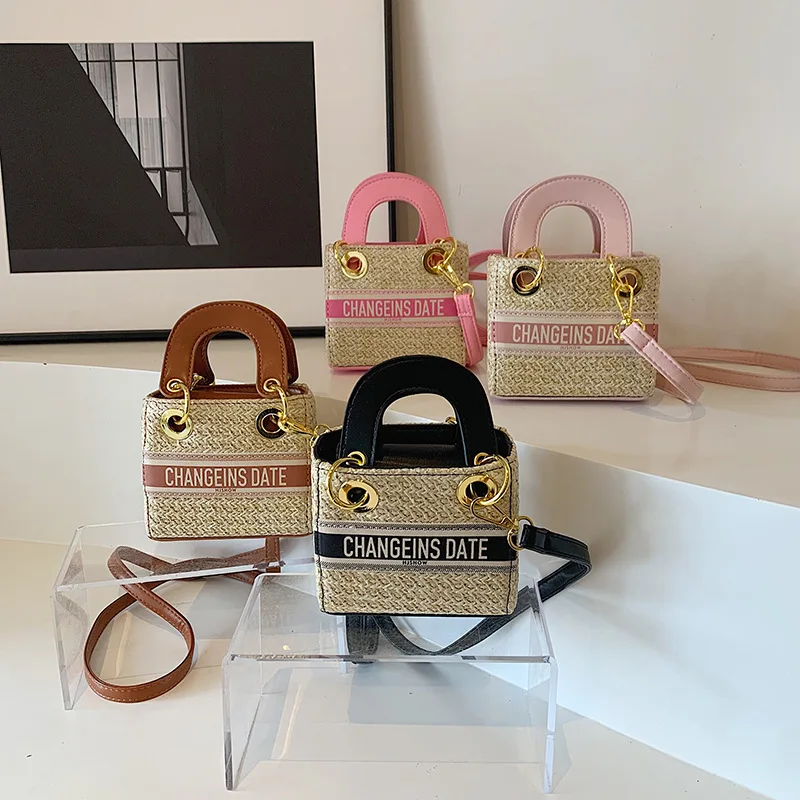 Bolso de mano de moda para niños, bandolera tejida de playa, bolsos cruzados para mujeres, bolsos de diseñador, bolsos para madres y niños para niñas