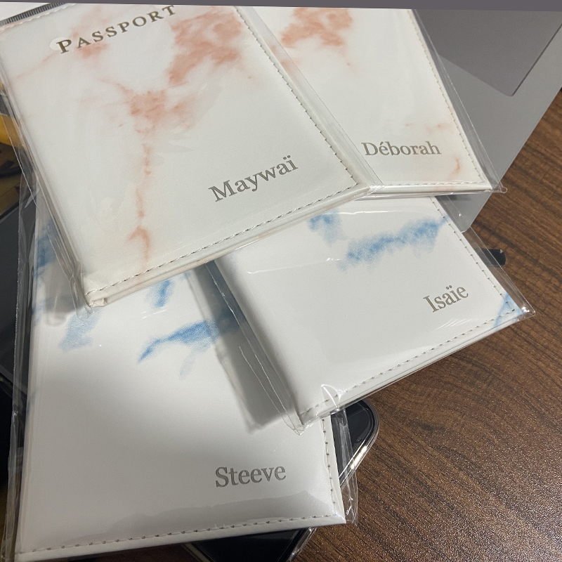 Nombres grabados con láser en porta pasaporte, funda de mármol para pasaportes, cartera de viaje, funda para pasaporte con nombres personales
