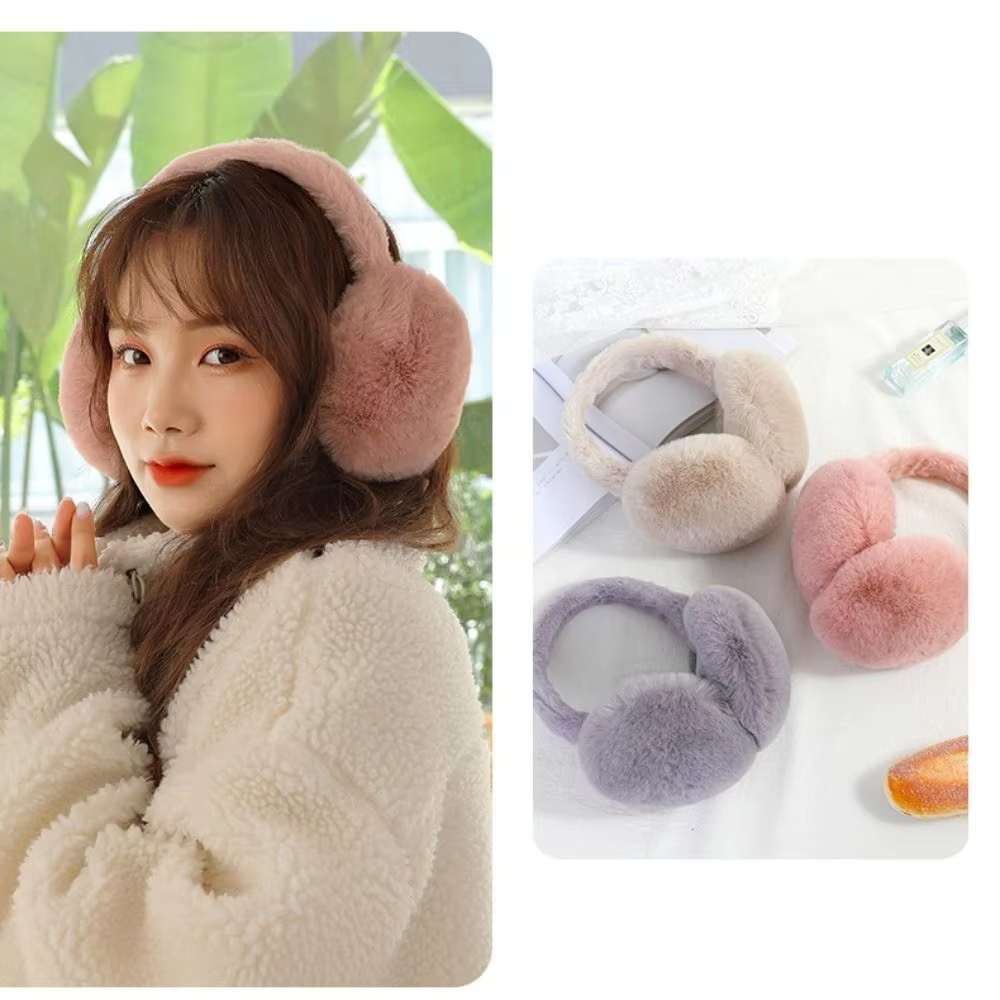 1pc cor sólida macio pelúcia orelha mais quente inverno quente earmuffs moda capa de orelha ao ar livre proteção contra frio orelha-muffs dobrável earflap