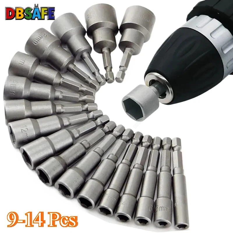 9-14 Uds 5mm-13mm casquillos hexagonales boquillas de manga juego de destornilladores Schroevendraaier juego de brocas herramientas llaves de tubo