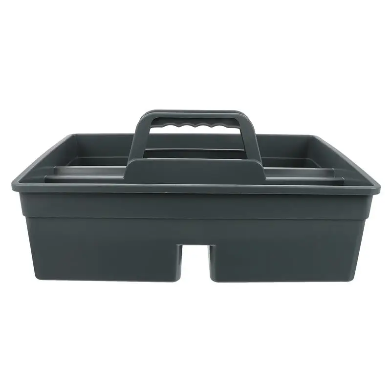 1Pc Plastic Cleaning Tool Basket Tote Bucket Cleaning Tool Organizer 3-Compartment Cleaning Tool Carrier Box With Handle