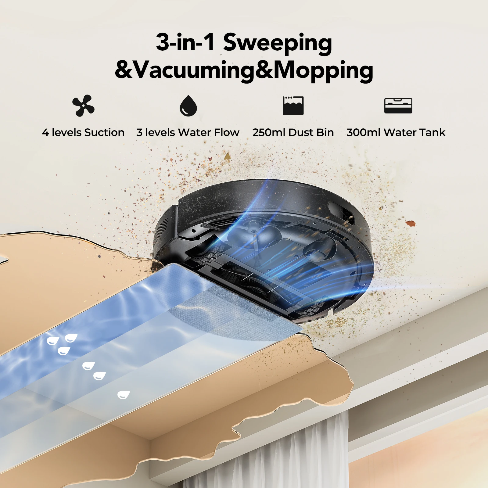 Lubluelu L15 Max  Robot Vacuum Mop Combo 5500Pa Robot Vacuum Auto-Charging  5 Maps 24 No-go Zones 3 In 1 Robot Vacuum Cleaner