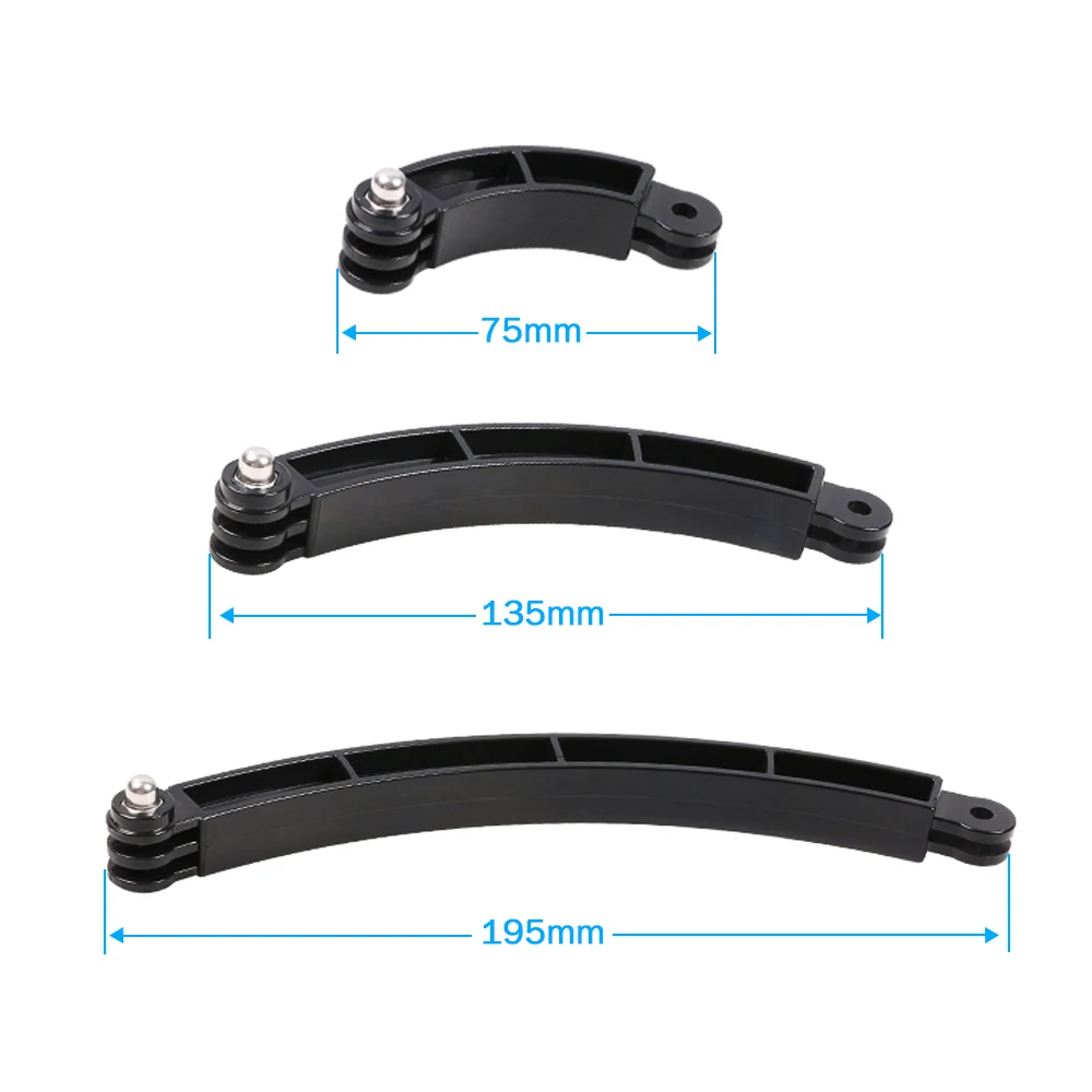Tongkat Selfie Tiang Lengkung Lengan Ekstensi Helm 3 Cara untuk GoPro Go Pro 10 9 8 7 SJCAM Xiaomi Yi 4K Aksesori Kamera DJI