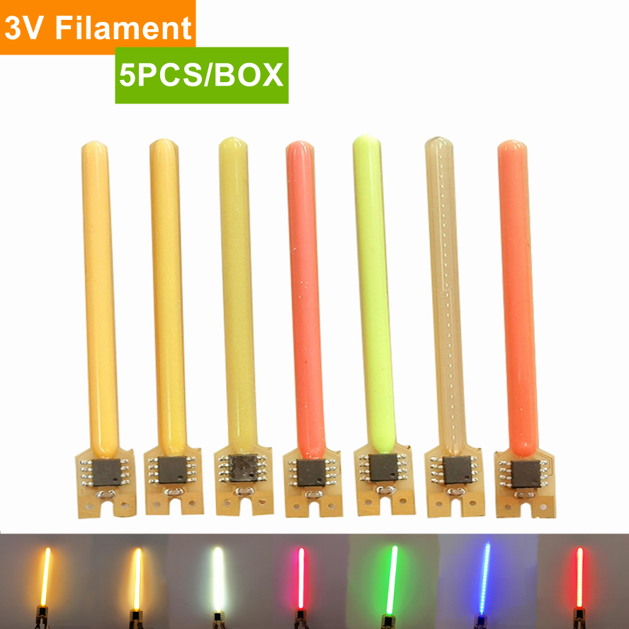 5PCS/Box 5 Modes LED Meteor Shower Flowing Water Lamp DC 3V LED COB Filament Diodes Parts Incandescent Light Accessories 40/59MM